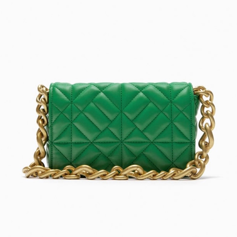 Green Gold Chain quilted zara purse